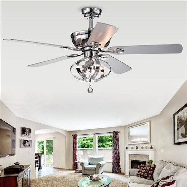 Warehouse Of Tiffany CFL-8336REMO 52 in. Tatiana Indoor Remote Controlled Ceiling Fan with Light Kit; Chrome CFL-8336REMO - main